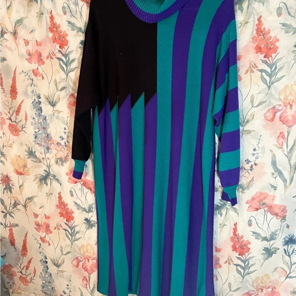 Vintage Colorful Striped Sweater Dress - Picture 2 of 11